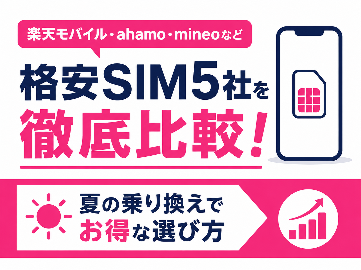楽天モバイル・ahamo・mineoなど格安SIM5社を徹底比較！夏の乗り換えでお得な選び方（2026年8月最新版）